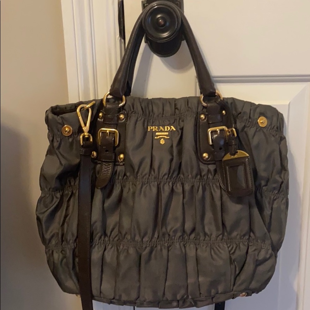 Authentic Prada Hand Bag with Detachable Crossbody
